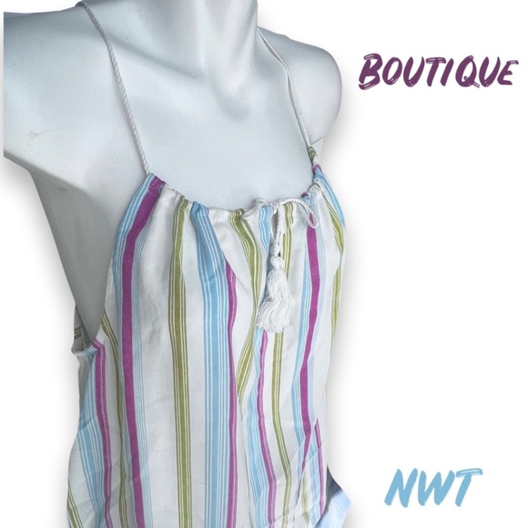 NEW Multicolor Striped Tank Top With Keyhole - Picture 2 of 9
